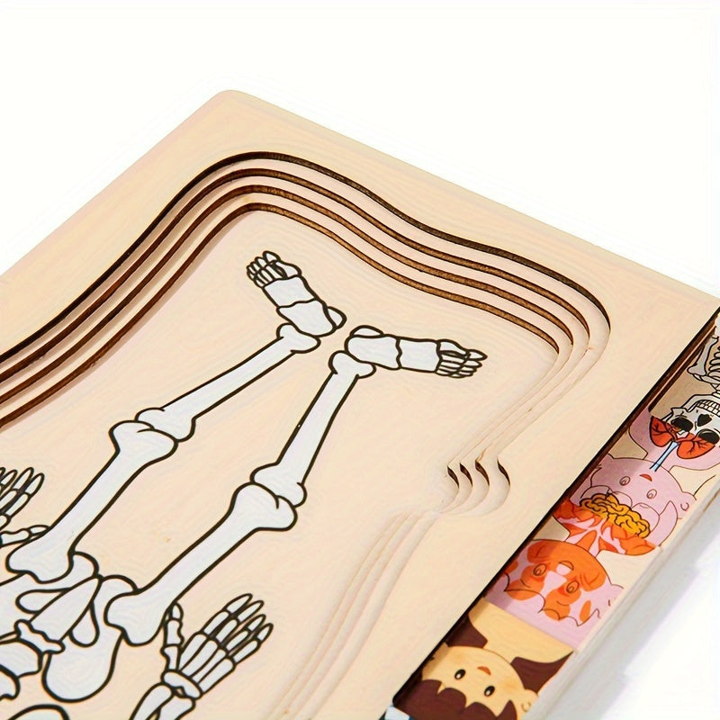 Деревянная головоломка "Структура тела" для детского стола, способствующая раннему обучению и взаимодействию между родителями и детьми