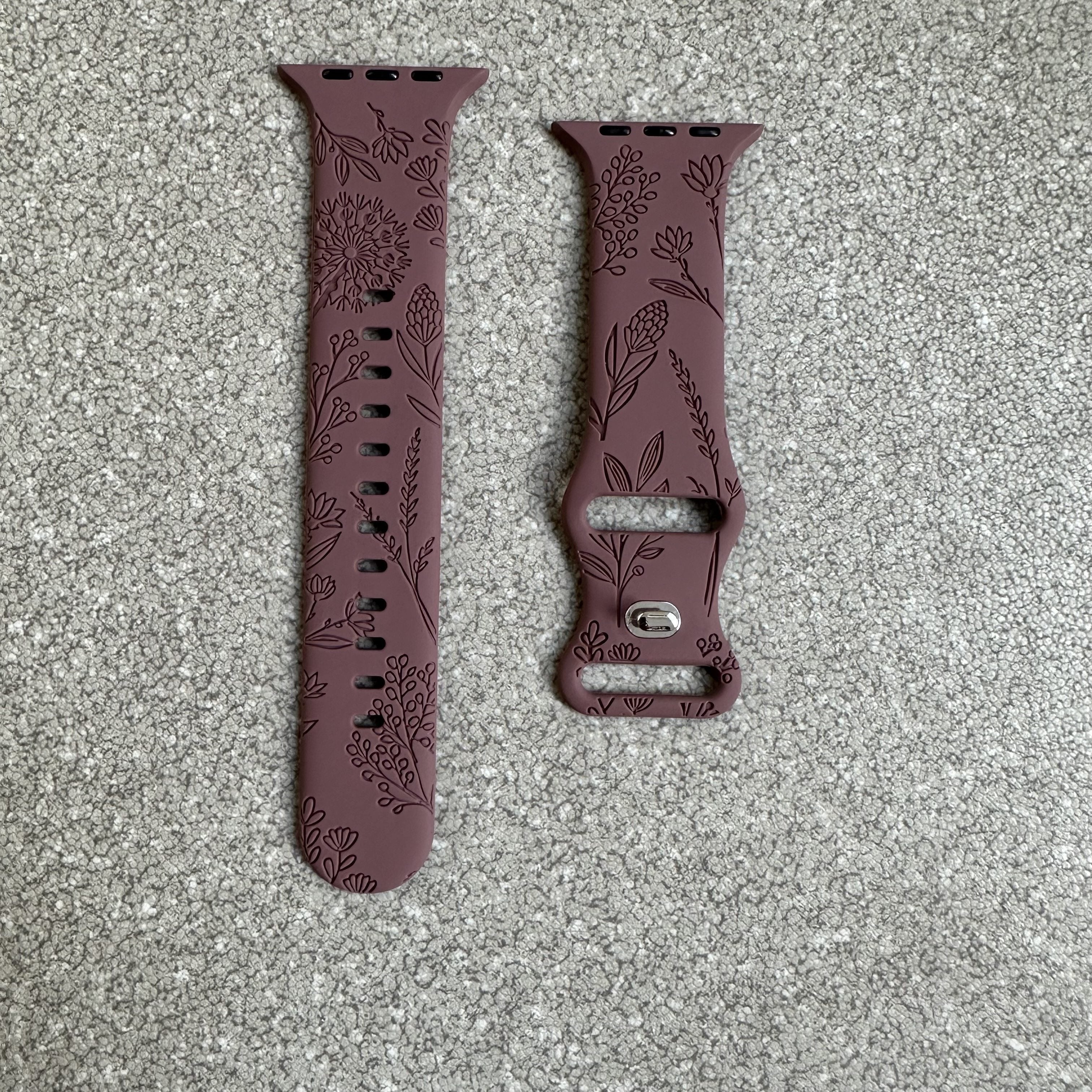 Elegant Floral Silicone Watch Band for Apple Watch Series SE/8/7/6/5/4/3/2/1 Adjustable Skin-Friendly Blue Clasp