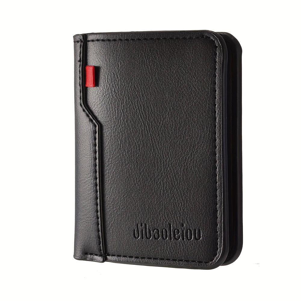 Men's Vintage Faux Leather Slim Wallet with Card Slots and Coin Purse