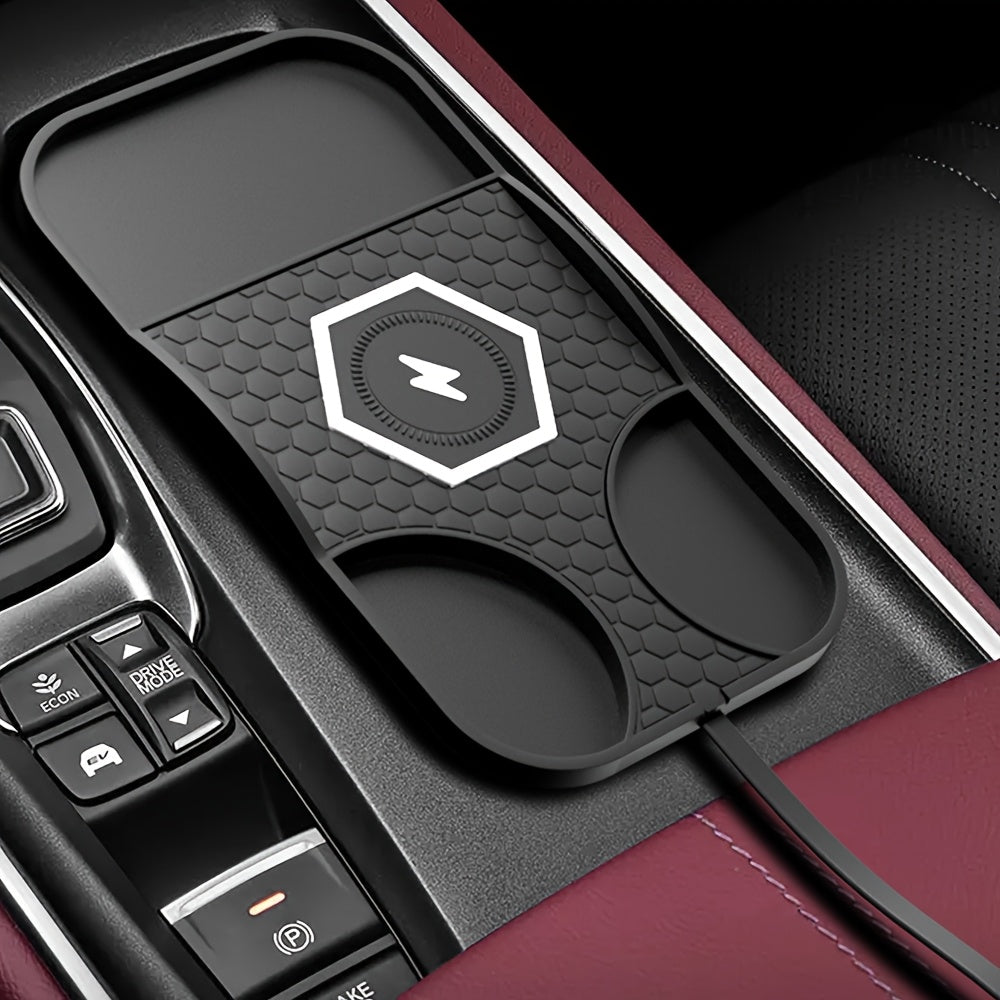 Almohadilla de cargador inalámbrico para coche con carga rápida compatible con Qi para dispositivos iPhone y Samsung