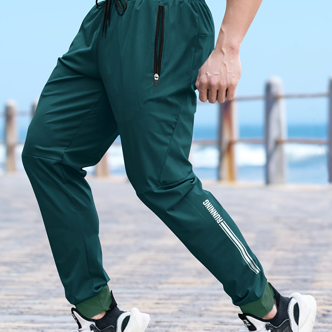 Pantalones deportivos de poliéster para hombre, que absorben la humedad, de corte holgado y secado rápido para correr, yoga y entrenamiento