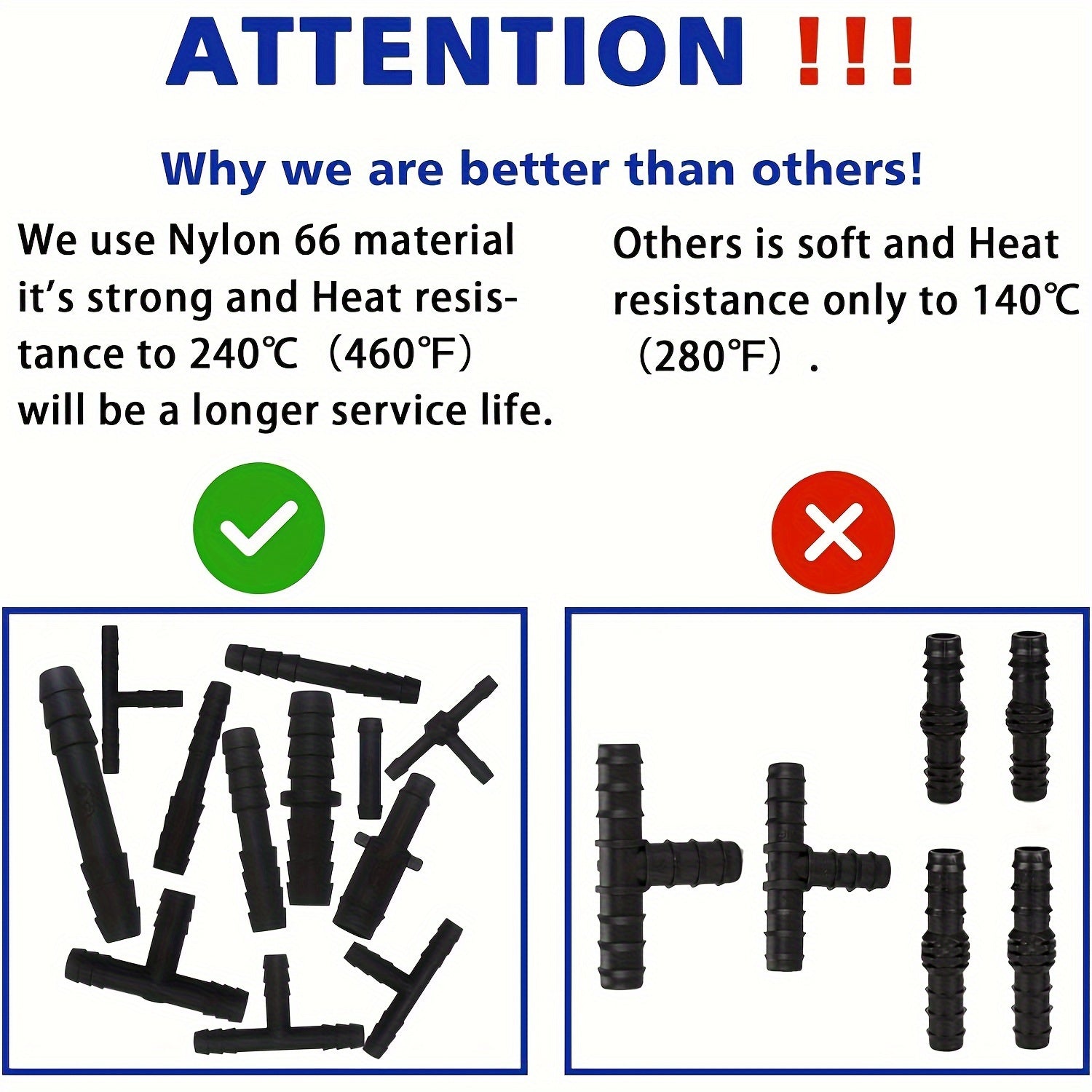 Разнообразные нейлоновые вакуумные разъемы, термостойкие до 240°C, комплект автомобильных трубок