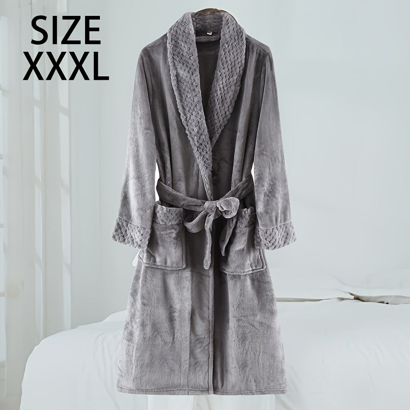 Unisex Flannel Bathrobe for Autumn Winter Cozy Nightwear Home