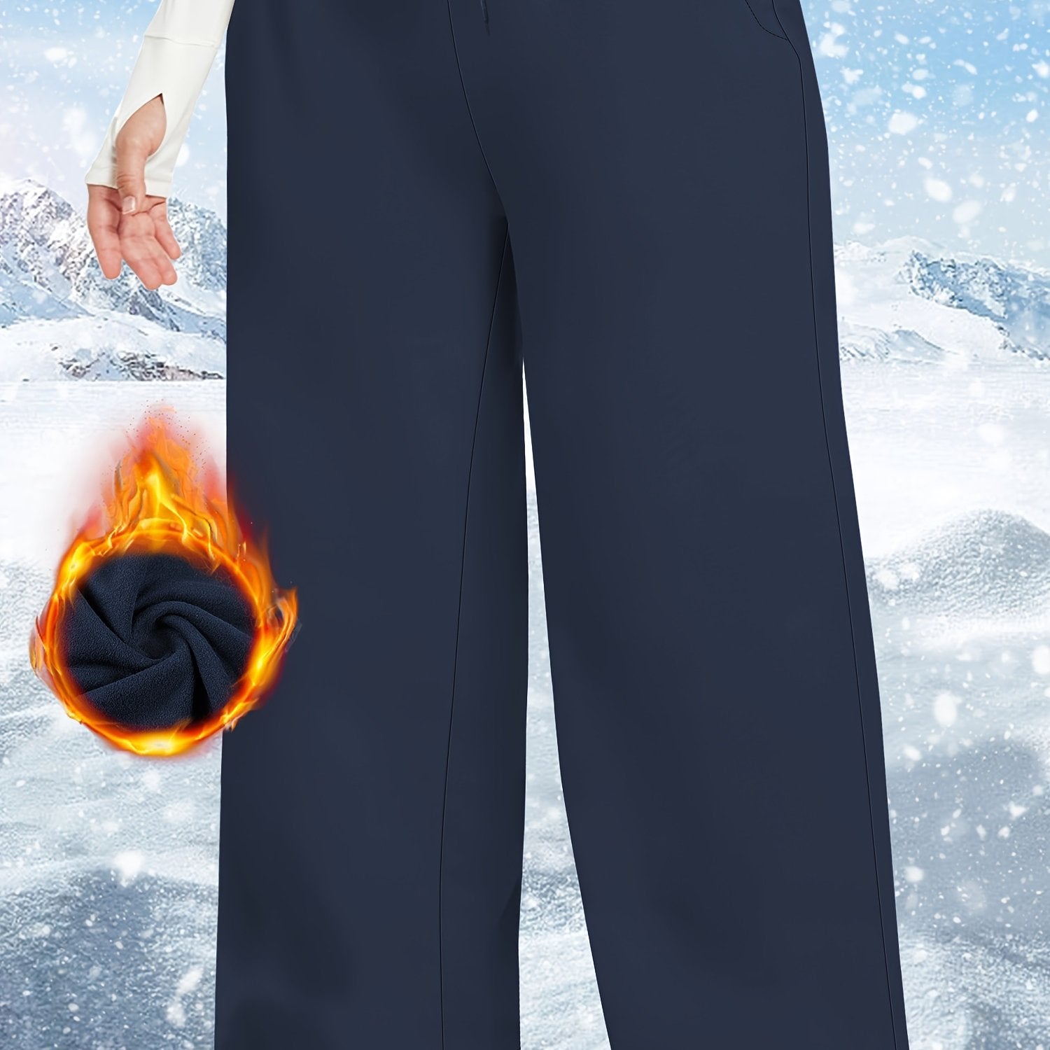 Plus Size Fleece Pants With Drawstring Waist Casual Loose Pants Women Fall Winter