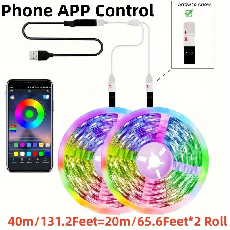 USB Powered RGB LED Strip Lights with Music Sync App Control and Custom Modes