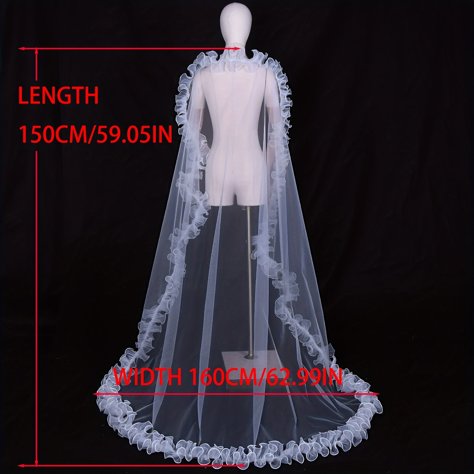 Elegant Bridal Veil Nylon Scalloped Edge Wedding Accessory Hand Washable