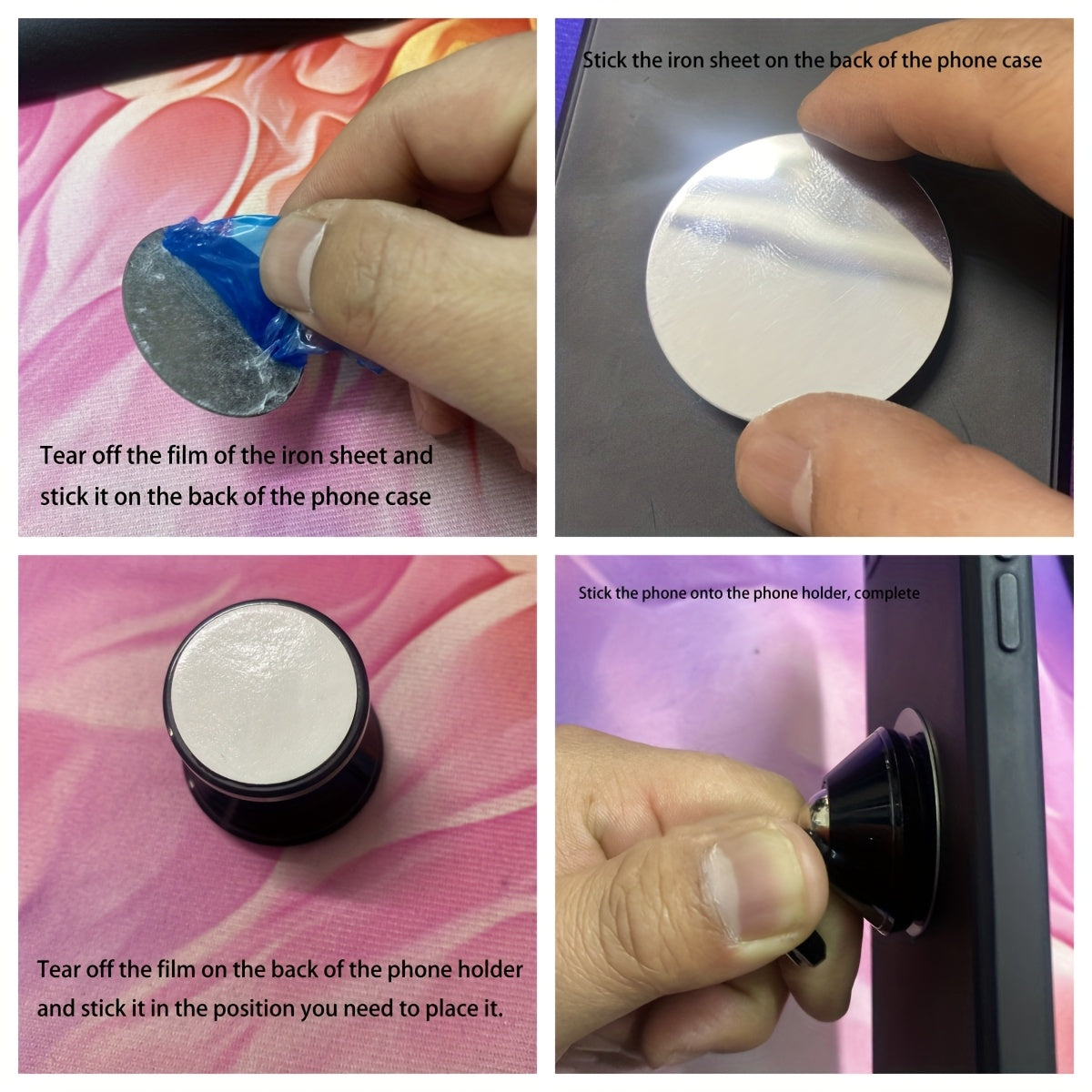 2pcs Magnetic Car Phone Mount Dashboard Holder with 360° Rotation and Metal Plates