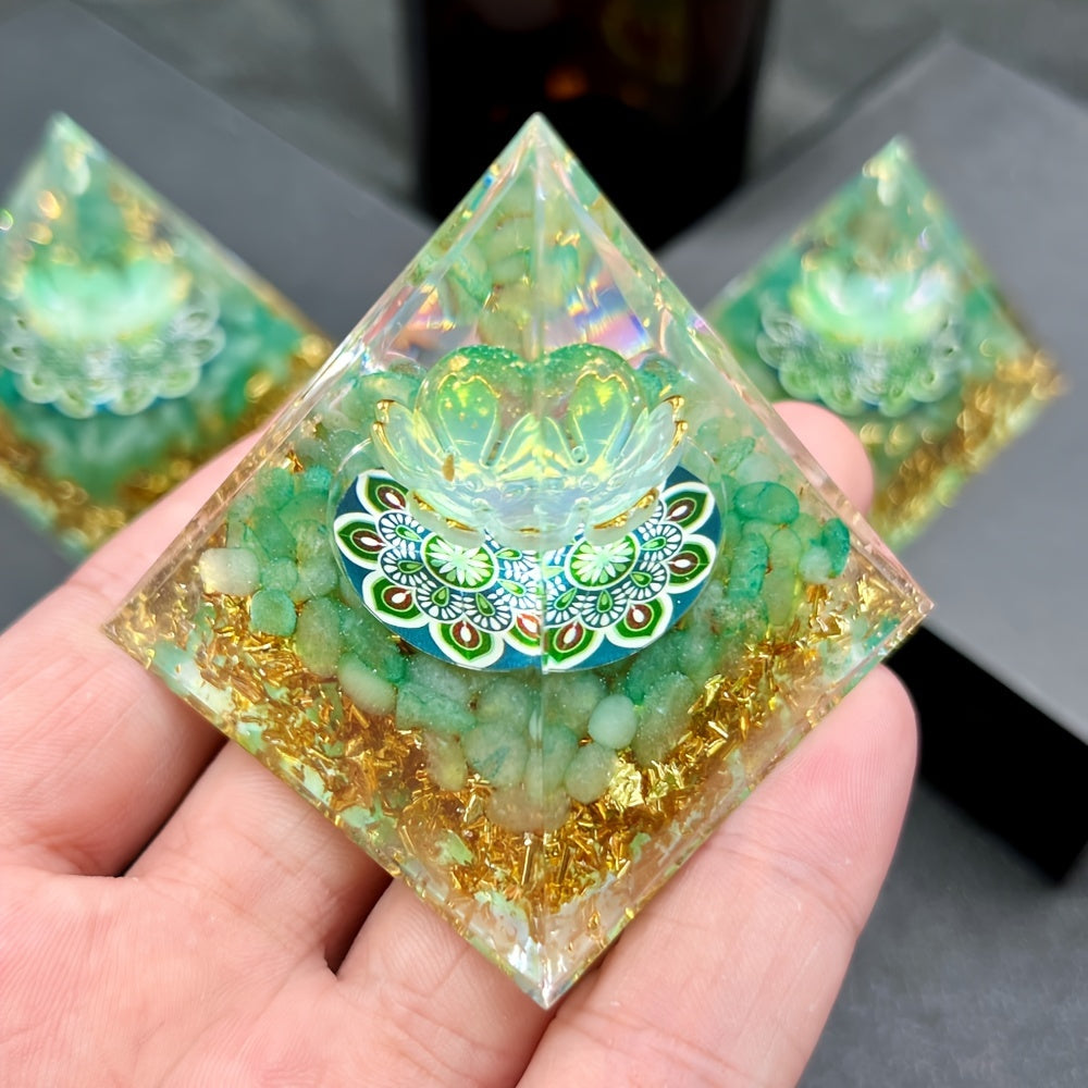 Pirámide de cristal de aventurina verde para la suerte y vibraciones positivas, talismán de energía de piedra natural, decoración para el hogar y coche, regalo