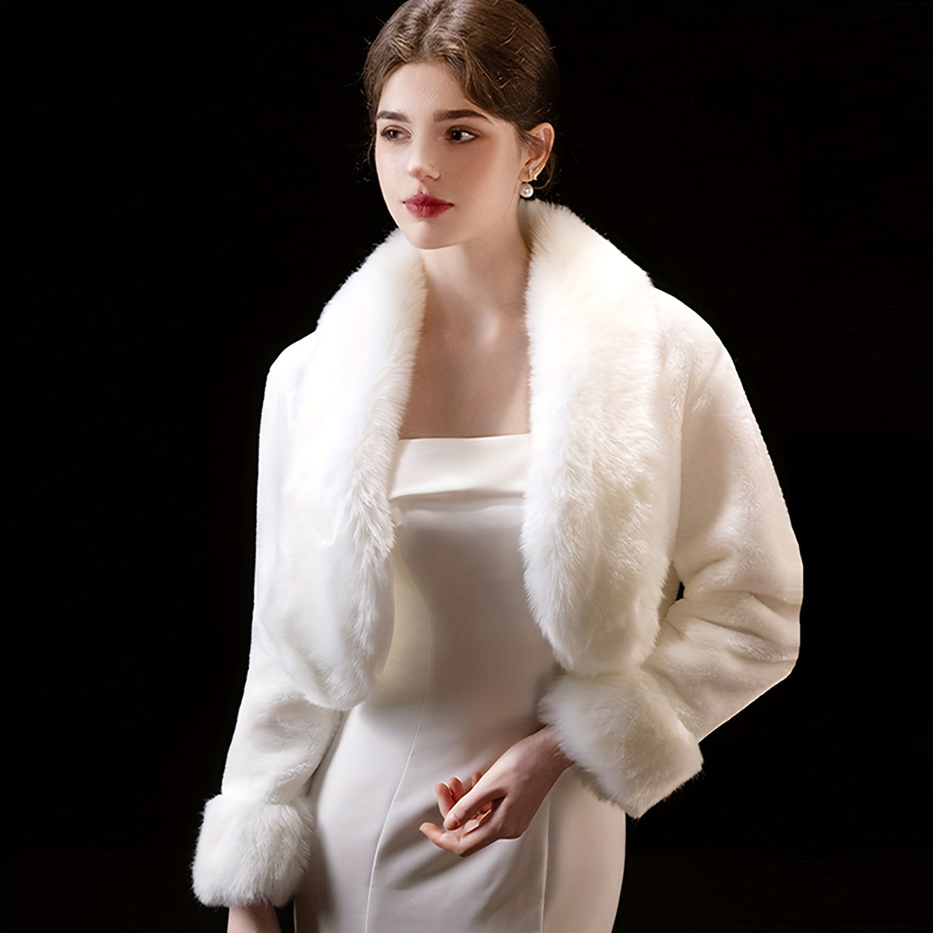 Faux Fur Bridal Shawl Wrap for Women Warm Winter Wedding Accessory