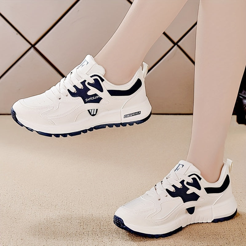 Women's Casual Sneakers Contrast Colors Lace-Up Platform Sole Low Top All-Season