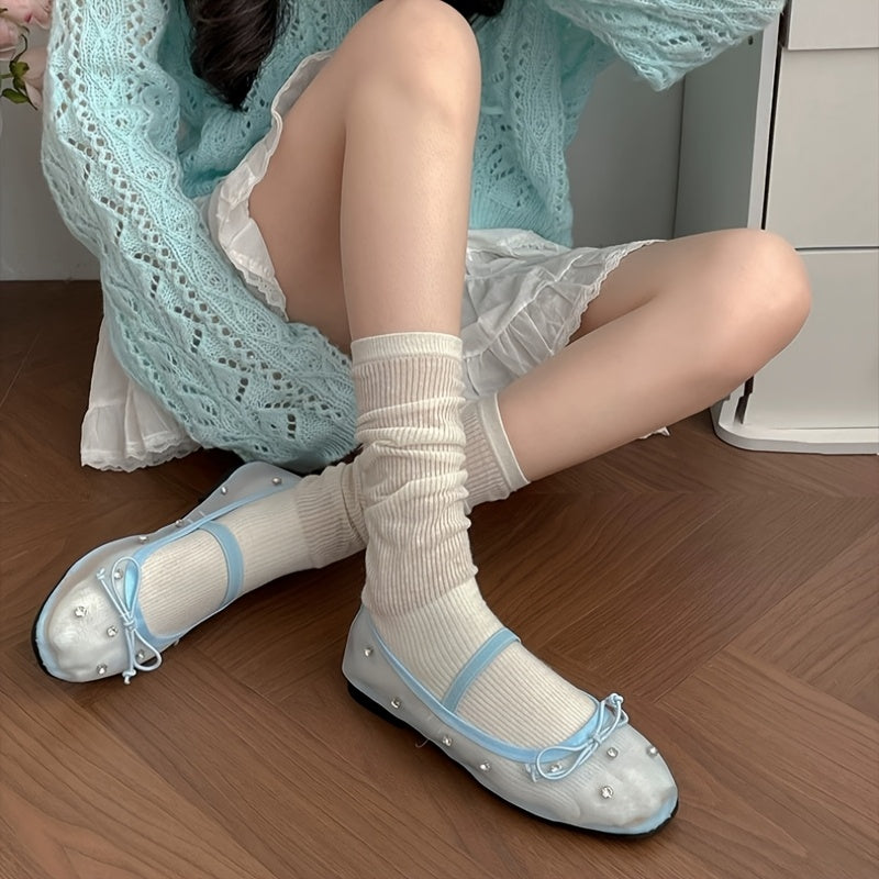 Women's Mesh Slip-On Flats with Ankle Strap Beige Comfortable All-Season