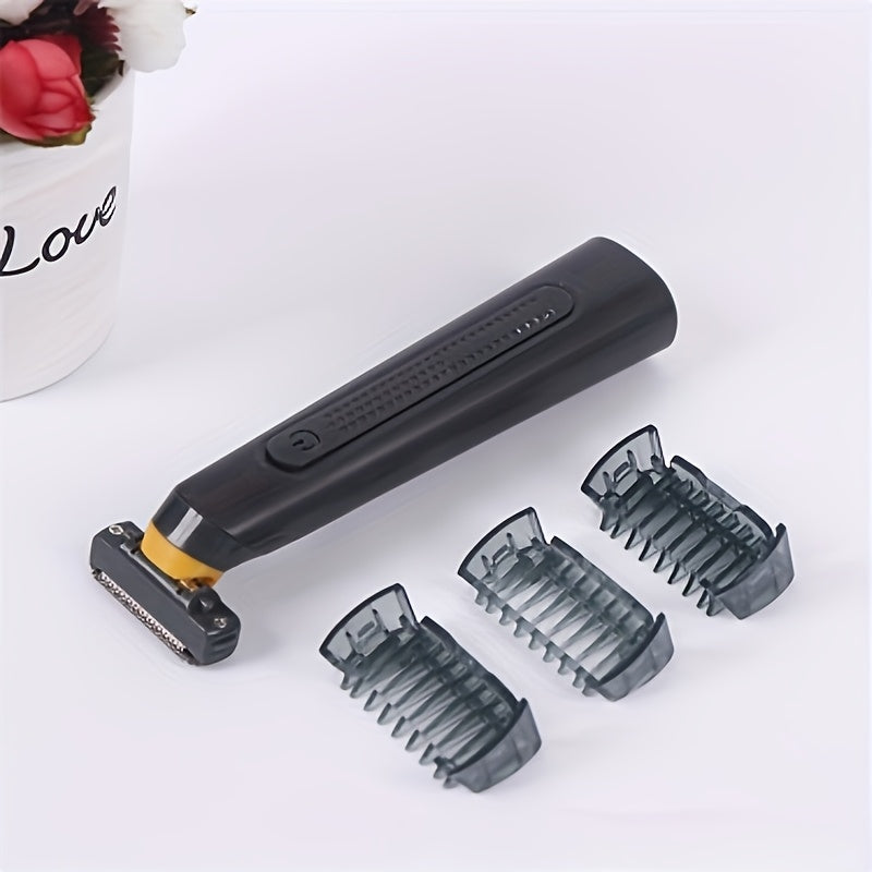 Men's Rechargeable Electric Shaver Trimmer with USB Charging and 3 Grooming Combs