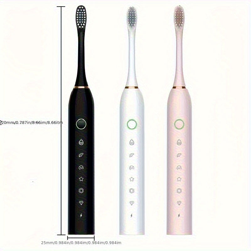 Kattalar uchun elektr tish cho'tkasi, 6 tezlikda, qayta zaryadlanuvchi, almashtiriladigan boshlar bilan