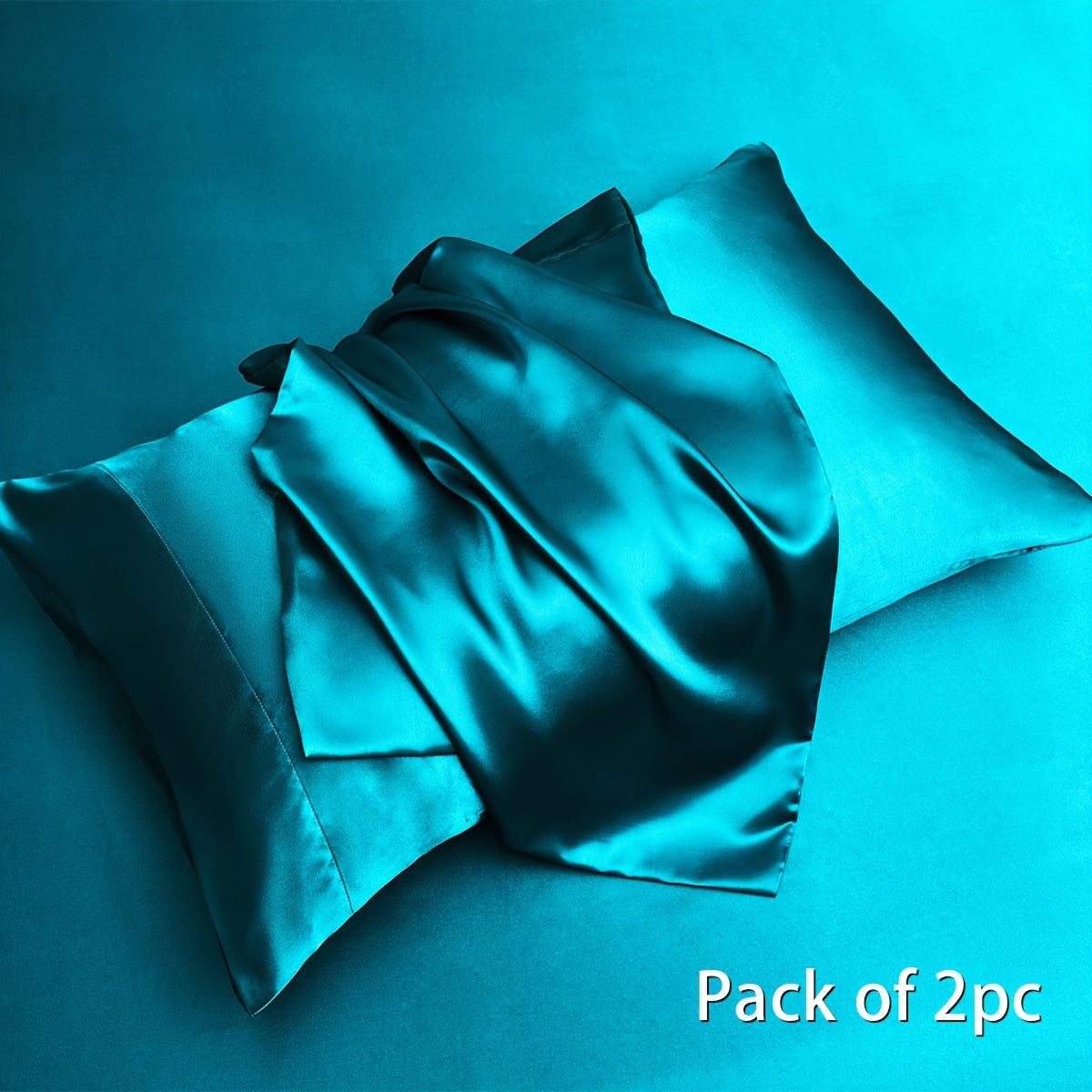 Juego de 2 fundas de almohada de satén de colores sólidos para dormitorio o sala de estar