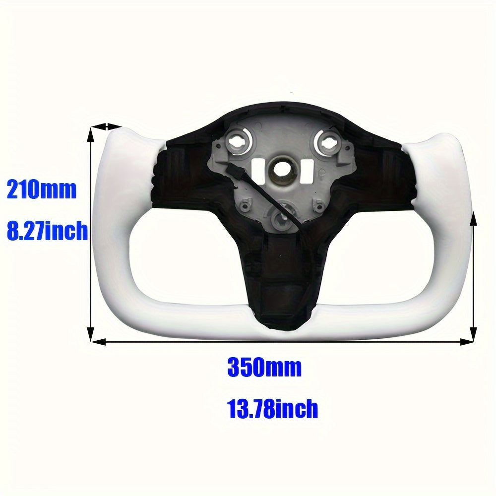 Car Steering Wheel Cover Black White Nappa Yoke for Tesla Model Y 2024
