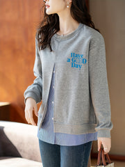 Women's Gray Sweatshirt with "Have a Good Day" Print, Casual Fit