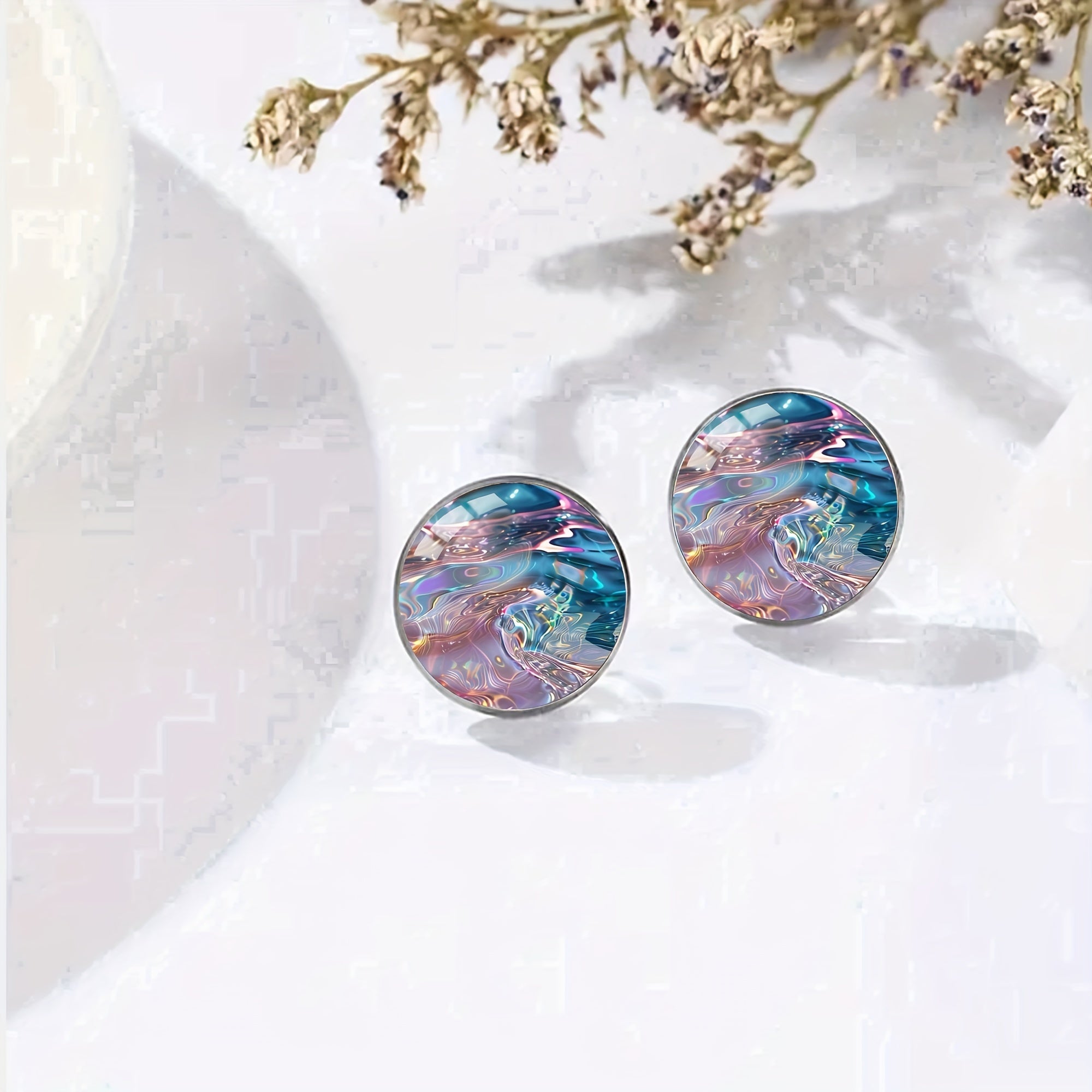 Unisex Stainless Steel Galaxy Stud Earrings for Daily Wear