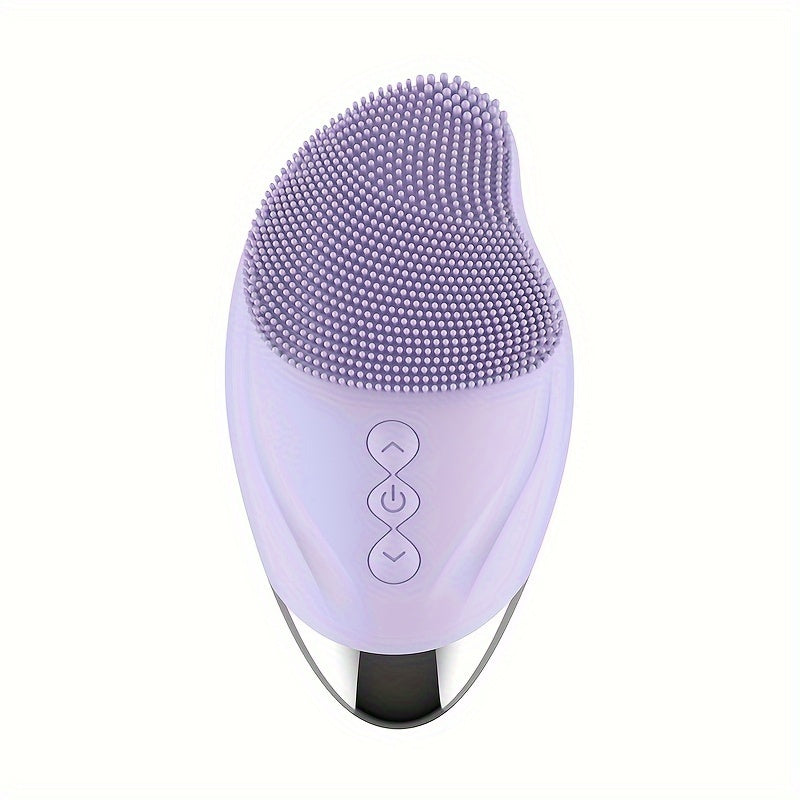 Electric Facial Cleansing Brush with Heated Eye Massage Portable Silicone Face Cleaner USB Rechargeable Deep Exfoliation Blackhead Removal for Men Women