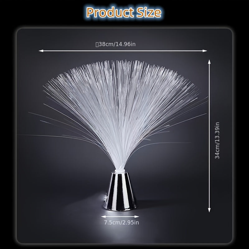 LED Fiber Optic Starry Sky Night Light Battery-Operated Floral Pattern Antique Metal Finish