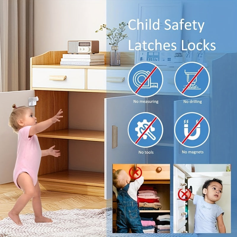 Childproofing Drawer and Cabinet Locks 6-Pack Phthalate-Free ABS No Tools Needed