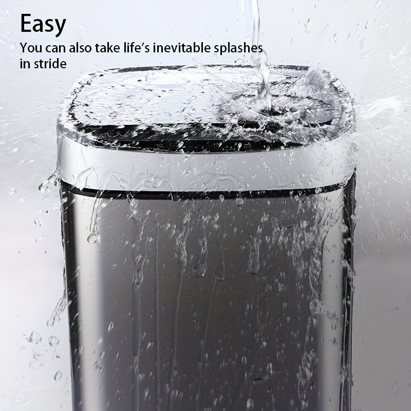 1 dona, Premium Stainless Steel Smart Trash Can - 10L hajm, Ko‘p sensorli faollashtirish, LCD panel, sumka saqlash, qulay batareya o‘rnini almashtirish, Zamonaviy uy dekoratsiyasi uchun ideal.