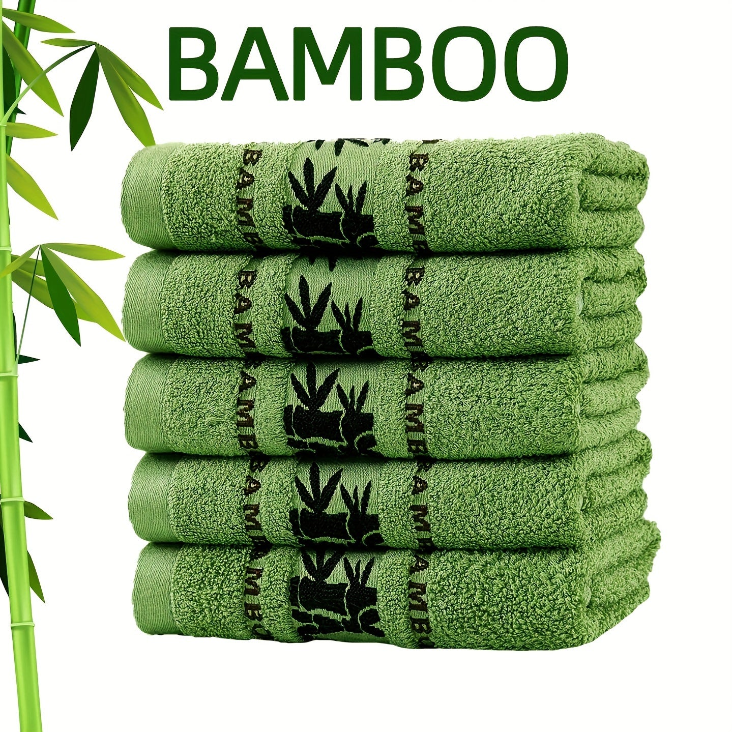 Self-Flying Bamboo Fiber Towels Set 5 Pieces Absorbent Quick-Drying Soft 35x75cm