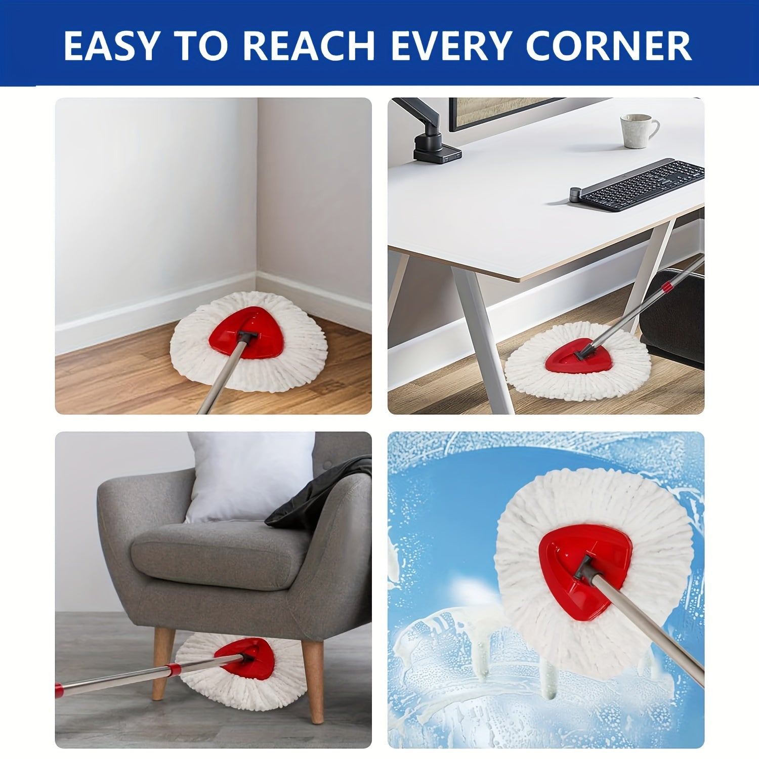 Набор запасных частей для вращающейся швабры 5 шт. с головками и ручкой для микрофибровых швабр