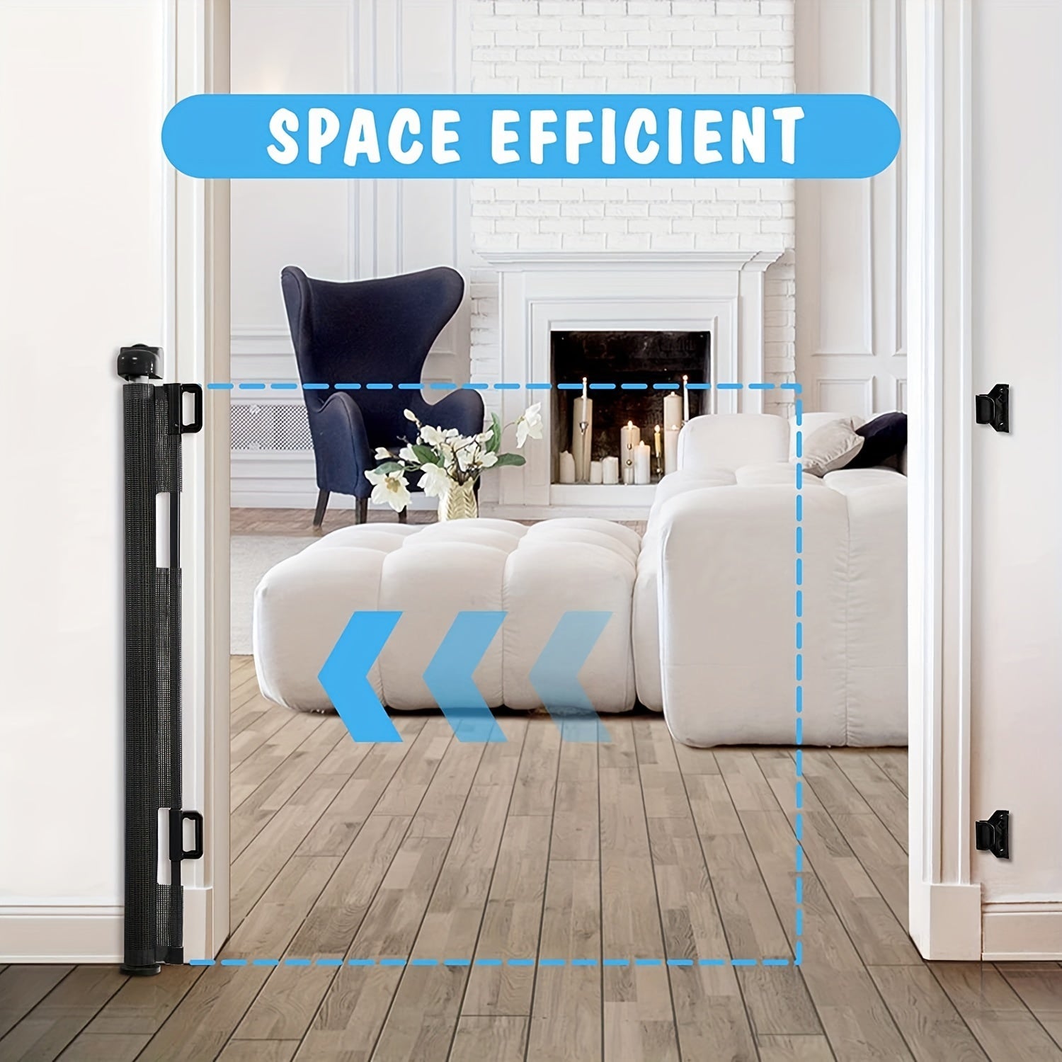 Retractable Baby Gate for Stairs and Doorways Mesh Safety Gate 83.82cm Tall
