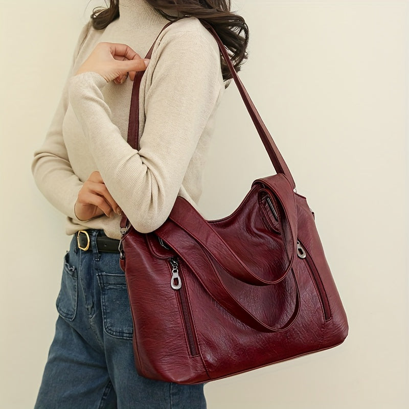 Women's Light Brown Tote Bag with Detachable Strap Zip Closure Multiple Compartments Fashion