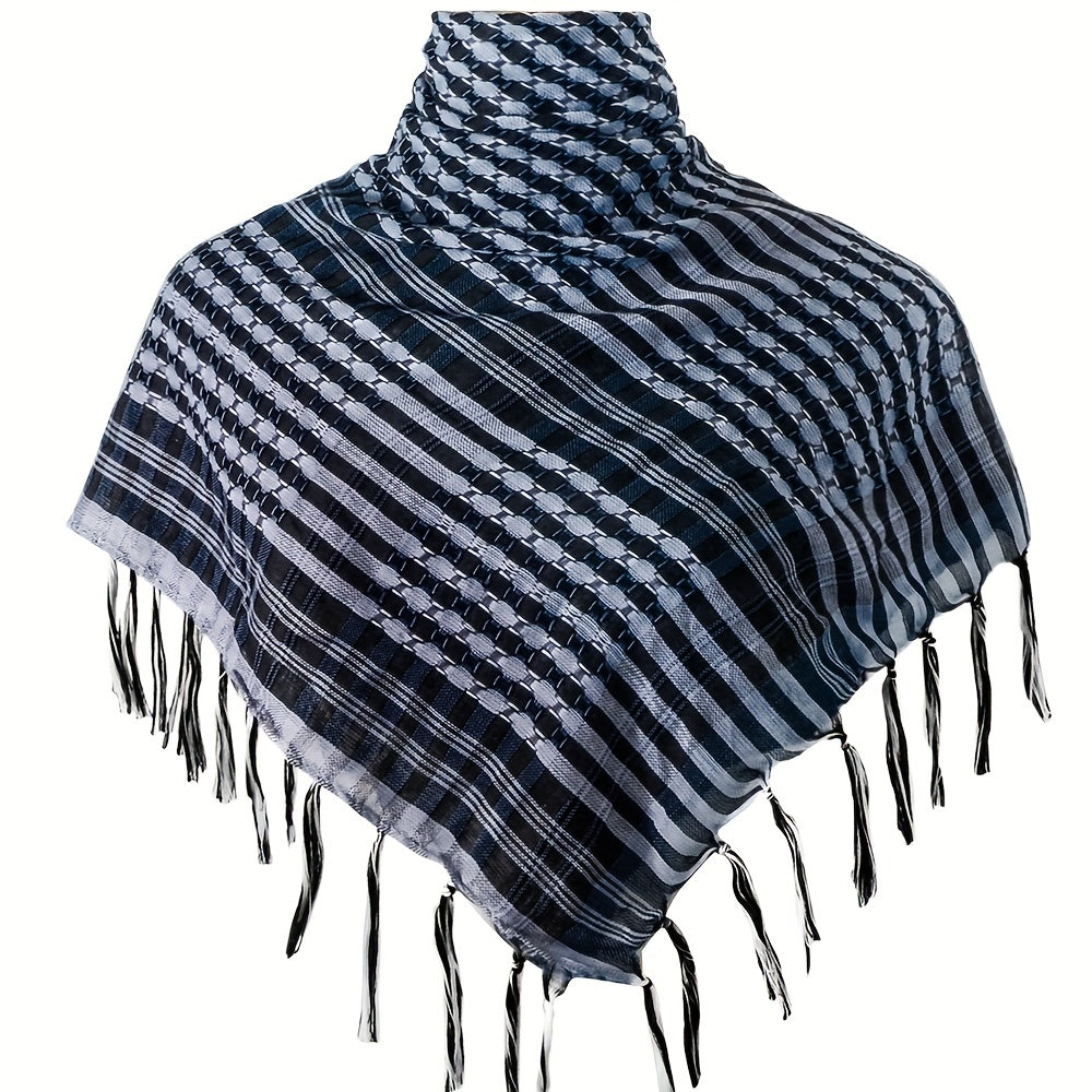 100% Polyester To'qilgan Bo'yin Salliq, Vintage Uslubidagi Taktik Cho'l Arab Bandana Dizayni, Ramazon uchun Mukammal An'anaviy Musulmon Shali. Xususiyatlari: Tekis Bosh Salliq va Kvadrat Hijob.