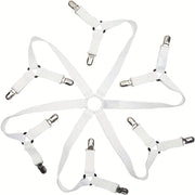 Регулируемые эластичные ремни для простыней, 3-сторонние, белый нейлон, зажимы для натяжных простыней