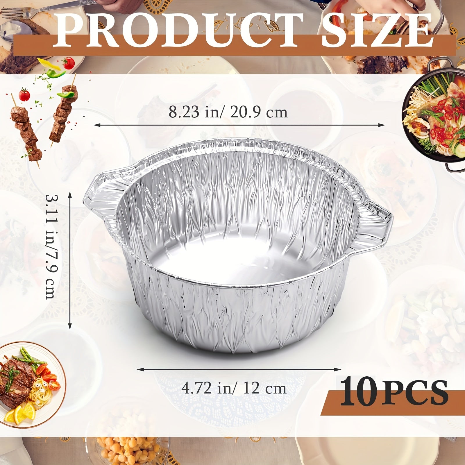 Set of Ten 5-Piece Disposable Aluminum Pots with Lids for Cooking and Camping