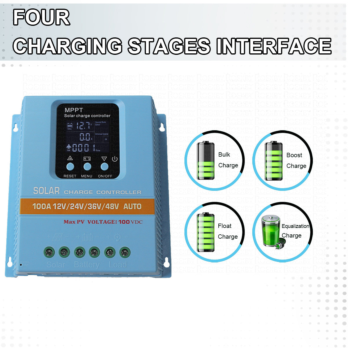 MPPT Solar Charge Controller 60A/80A/100A for 12V/24V/36V/48V Systems with Dual USB LCD Display