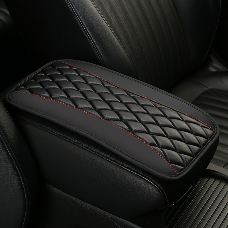 Car Interior Non-slip PU Leather Armrest Pad Cover with Diamond Stitch