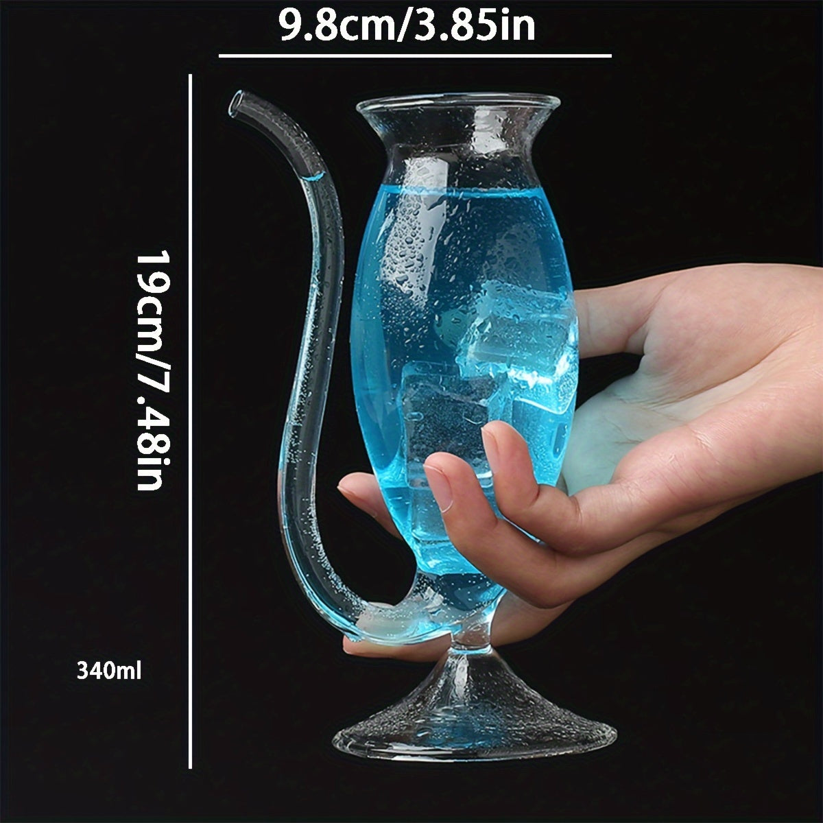 Transparent Glass Vampire Wine Goblet with Drinking Tube Elegant Drinkware