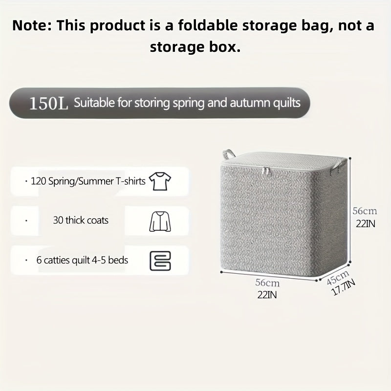 Большая сумка для хранения на холсте для одежды, игрушек и одеял дома или в автомобиле