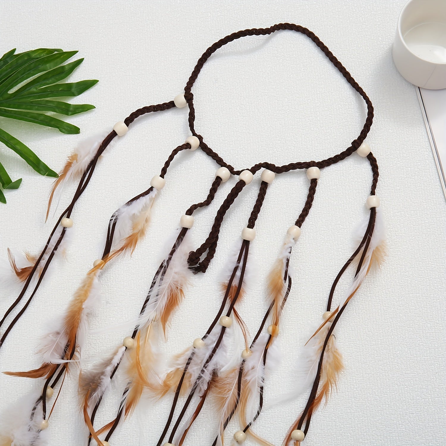 Bohemian Style Headband with Faux Feathers Tassels Festival Hair Accessory for Women and Girls