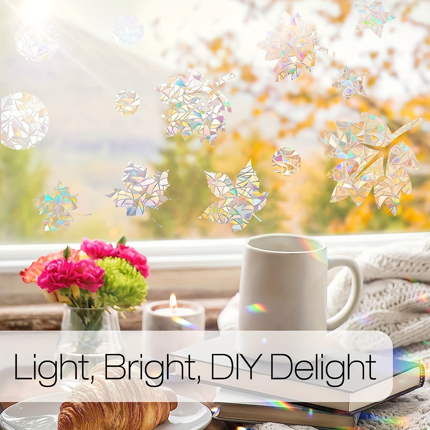 Uyingizni yoki yashash xonangizni ushbu 1 dona Rainbow Window Privacy Film bilan bezang. 3D dekorativ deraza vinili rangli shisha ko'rinishini taqlid qiladi, bu esa uyingizga noyob uslub qo'shadi. Statik yopishqoq o'rnatishni oson va tartibsiz qilmaydi.