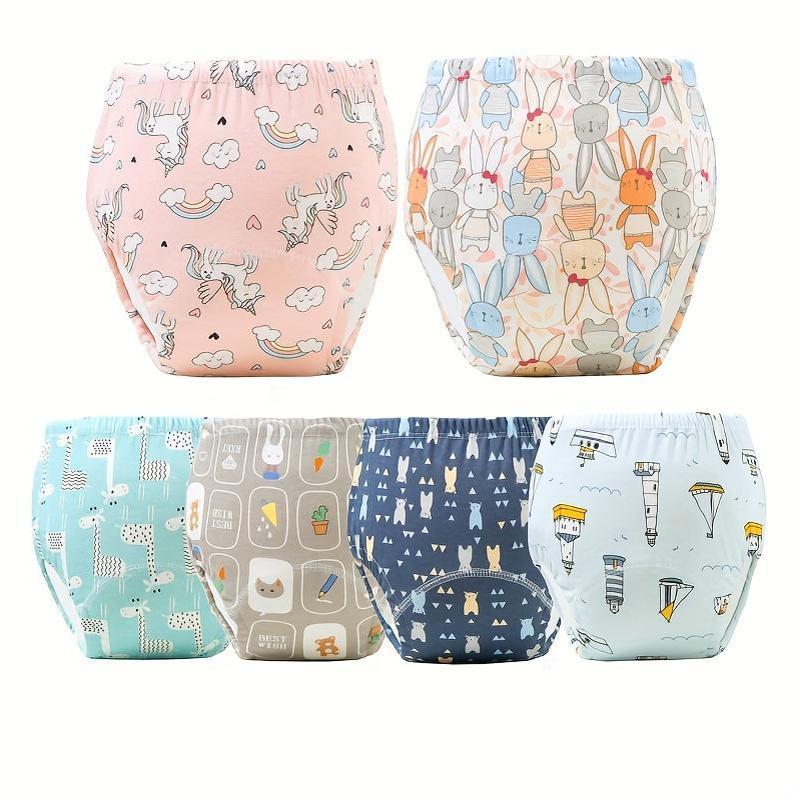 Assorted Colors Soft Cotton Training Pants Pack of 6 Leakproof Diaper Underwear for Boys and Girls