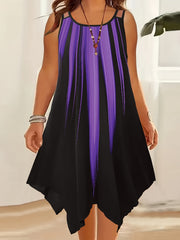 Plus Size Ombre Print Cami Dress for Vacation Spring Summer Asymmetrical Hem Dual Straps