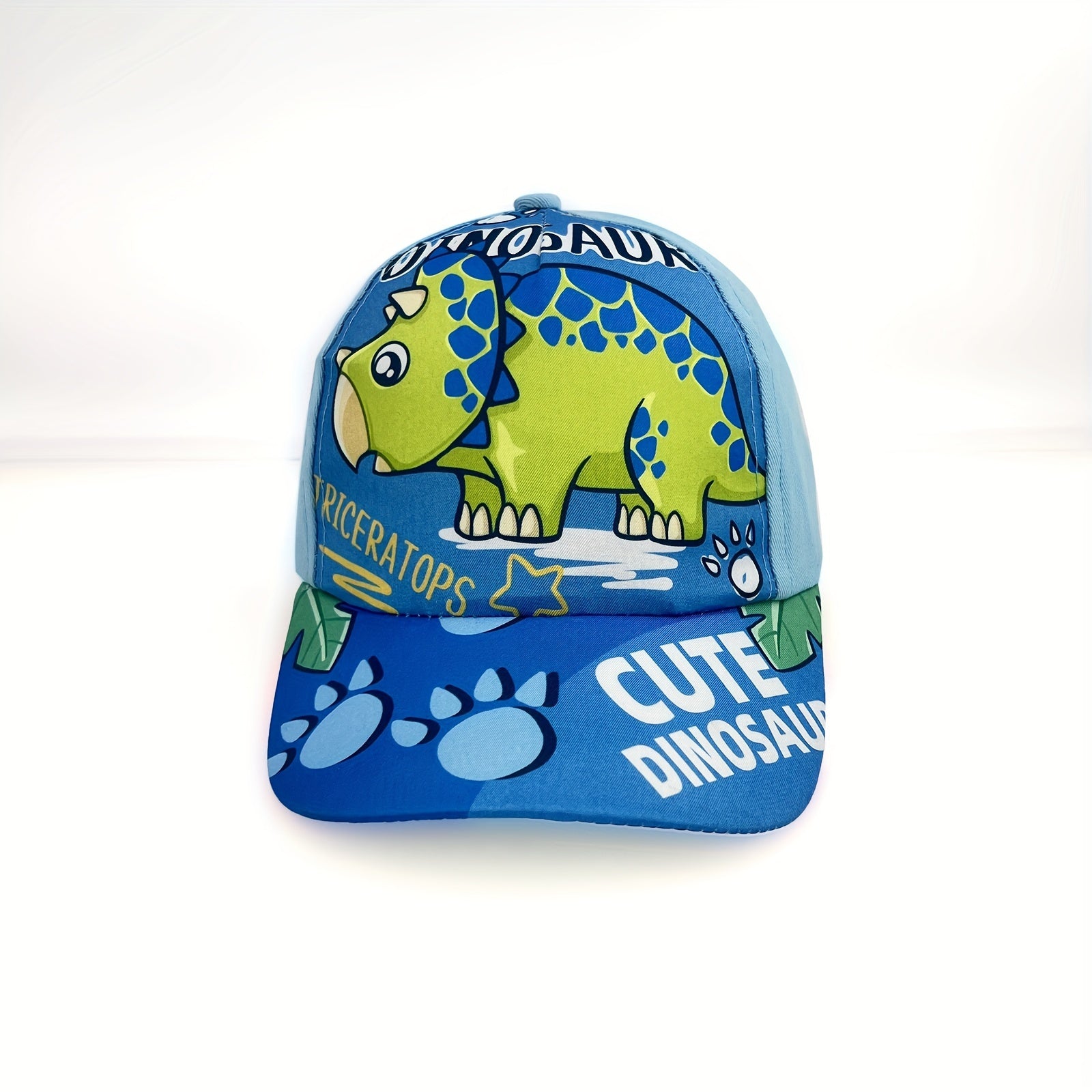 Kids Adjustable Cartoon Dinosaur Print Baseball Cap Lightweight All-Season Fitted for Boys and Girls