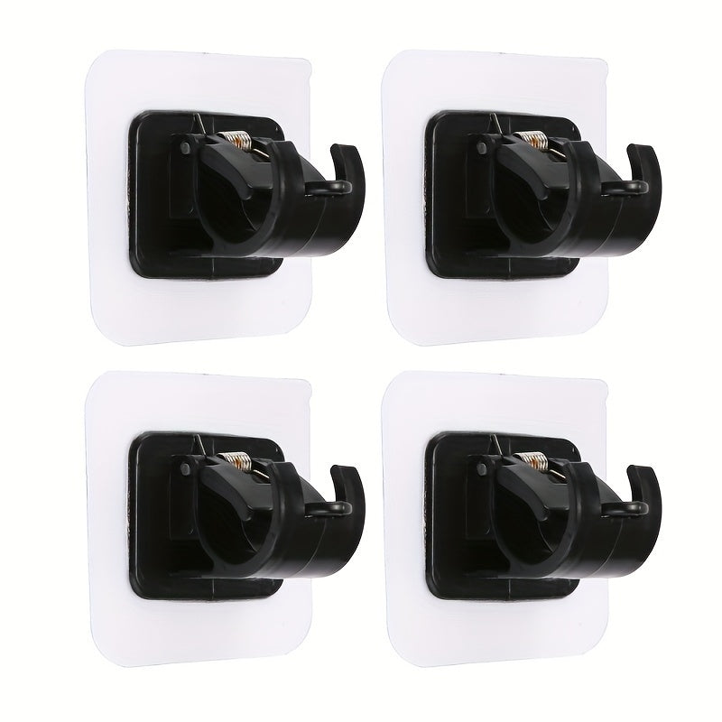 2-Pack Modern Self-Adhesive Curtain Rod Holders No-Drill Wall Mount Brackets for Kitchen Bathroom