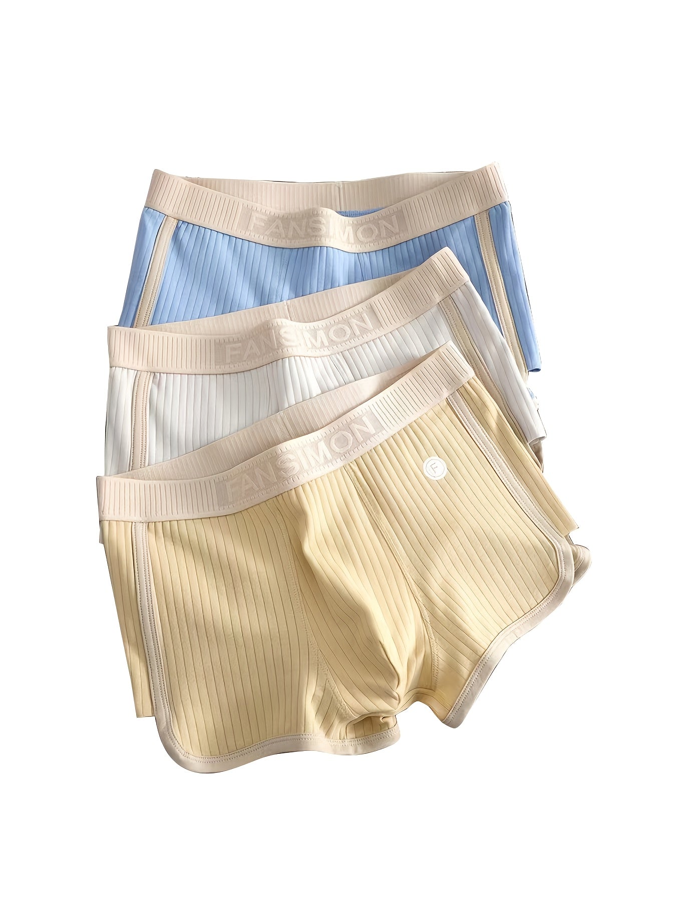 Men's Cotton Boxer Briefs 3-Pack Breathable Sweat-Wicking Solid Color High Elastic