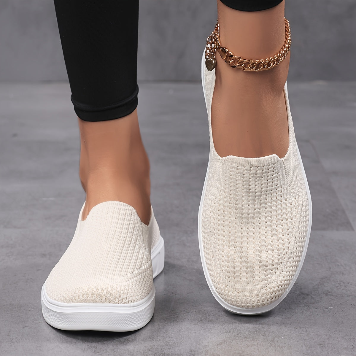 Women's Slip-On Mary Jane Flats Breathable Fabric Soft Sole All-Season Casual Footwear