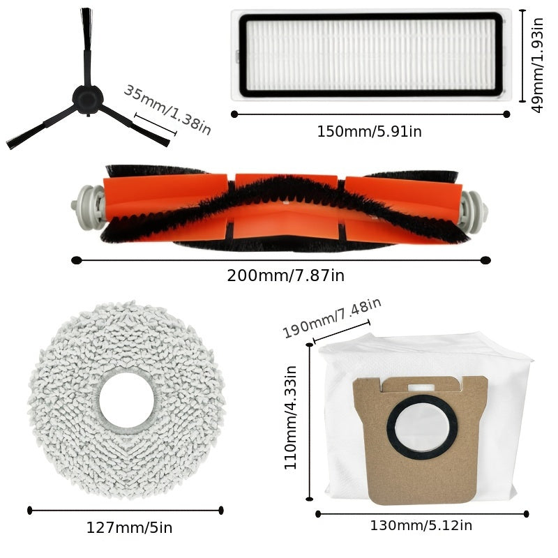 Robot Vacuum Accessories Kit with Brushes Filters Mop Cloths Side Brushes