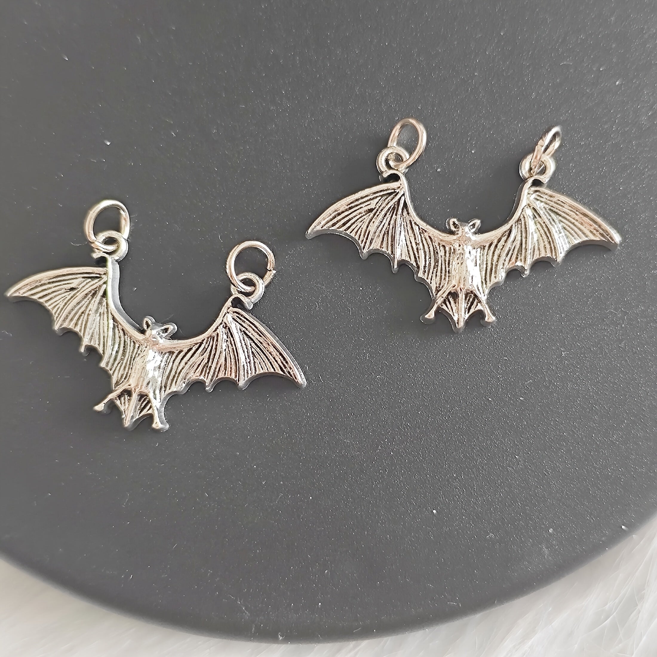 Gothic Punk Bat Shoe Charms Zinc Alloy Silver Distressed Accessories for Boots