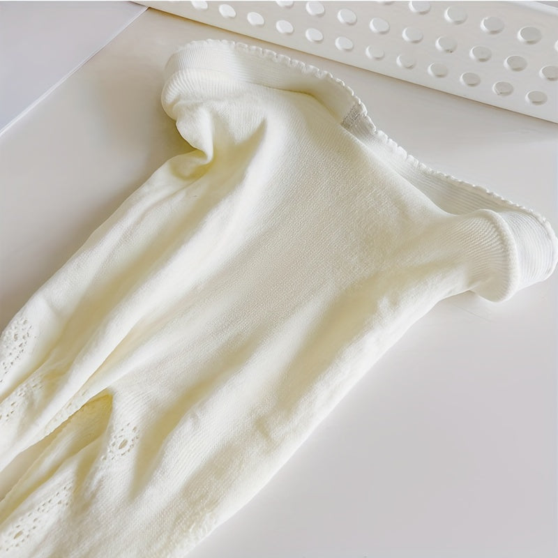 Girls' Kids Tights Spring Summer Thin Style Lace Bow Solid Color Knit Fabric