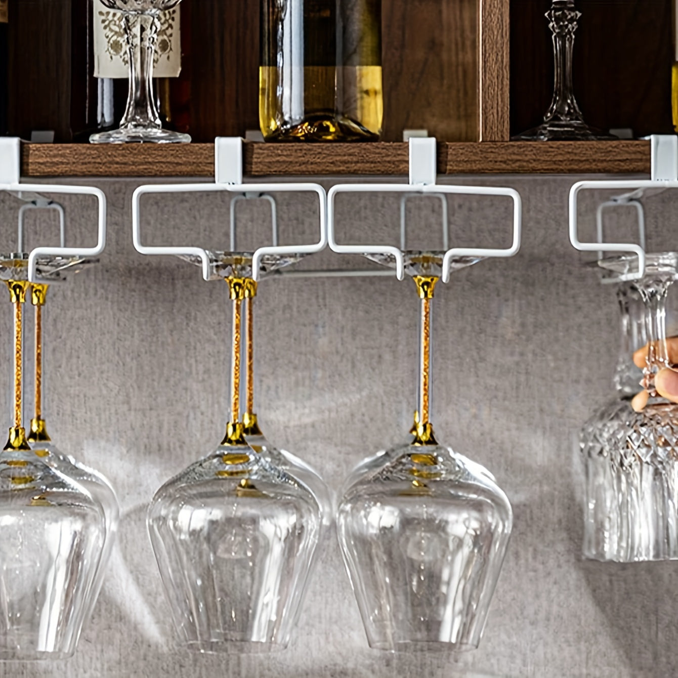 Metal Stemware Rack Hanging Storage Organizer for Glassware Under Cabinet