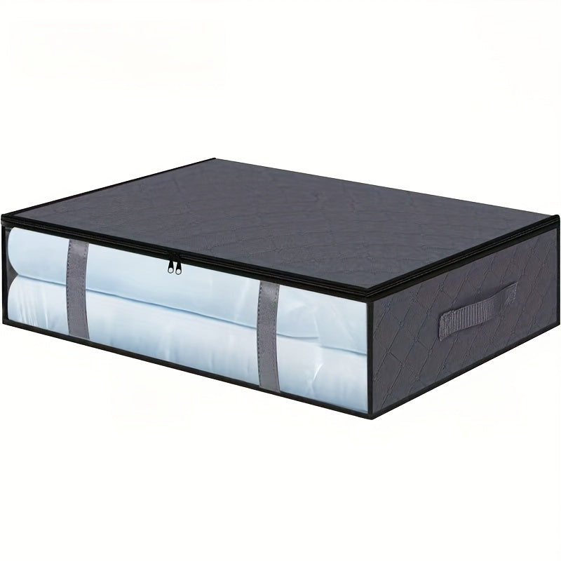 Caja de almacenamiento plegable para debajo de la cama, lavable, de tela no tejida para ropa, edredones, mantas, gris, negro, 1 pieza