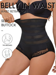 High Waist Compression Panties with Lace Detail Tummy Control Shapewear